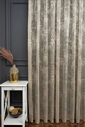 Bulut Tül Exculusive Micro Örgü 2kat Pileli Vizon-bej-açık Kahve Tül Perde