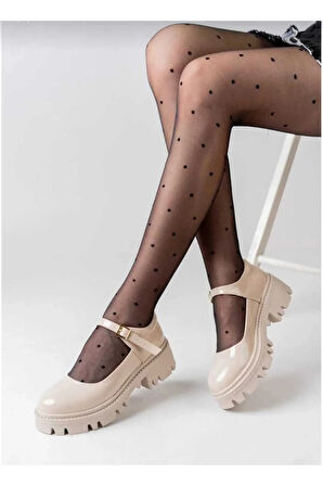 bej rugan kadın mary jane ortopedik gündelik loafer ayakkabı