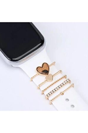 Apple Watch Uyumlu Love Yazılı Kordon Aksesuar/charm Gold Renkli