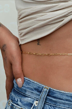 Gold Bel Zinciri Dayanıklı Ataç Model Zincir Kolye