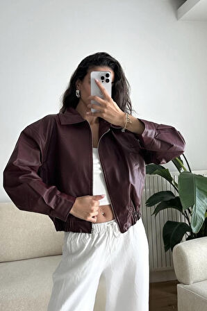 Prifaldi Premium Pb Oversize Bomber Belden Lastikli Deri Ceket