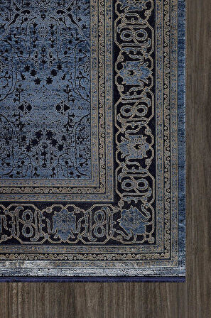 Artemis Halı Bella 06463B Lacivert Gold Bohem Retro Tarz İpek Halı