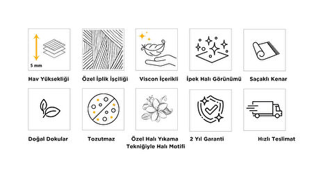 Artemis Halı Bella 06463B Lacivert Gold Bohem Retro Tarz İpek Halı