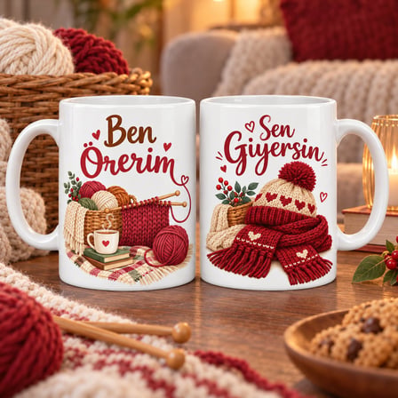 Ben Örerim / Sen Giyersin 2`li Porselen Kupa Seti - MODEL 449