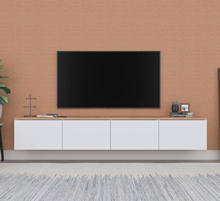 Yenice 180 Cm Atlantik Çam Beyaz Tv Ünitesi