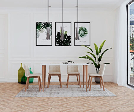  Datça Beyaz 120x67 Cm Mutfak Masası