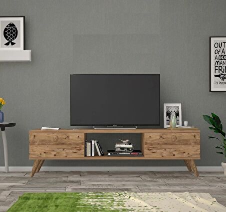 Wood Ahşap Ayaklı Atlantik Çam 160 Cm Tv Ünitesi