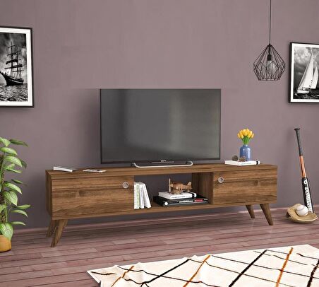 Wood Ahşap Ayaklı Ceviz 160 Cm Tv Ünitesi