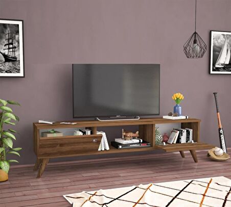 Wood Ahşap Ayaklı Ceviz 160 Cm Tv Ünitesi