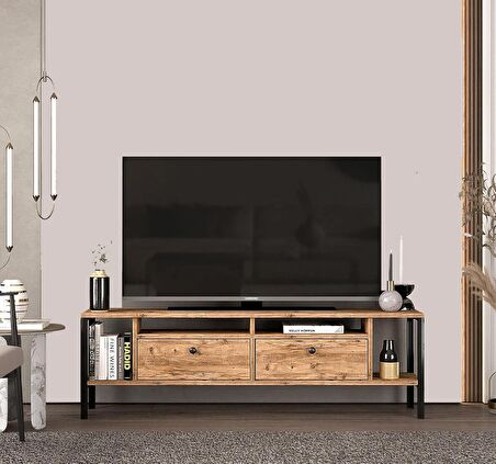 Alaluna Metal Ayaklı Atlantik Çam 160 Cm Tv Ünitesi