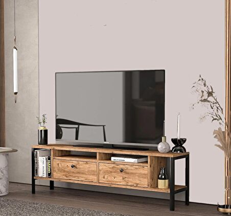 Alaluna Metal Ayaklı Atlantik Çam 160 Cm Tv Ünitesi