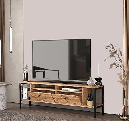 Alaluna Metal Ayaklı Atlantik Çam 160 Cm Tv Ünitesi