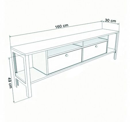 Alaluna Metal Ayaklı Atlantik Çam 160 Cm Tv Ünitesi