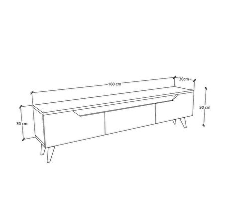 Mana Ahşap Ayaklı 160 Cm Beyaz Tv Ünitesi