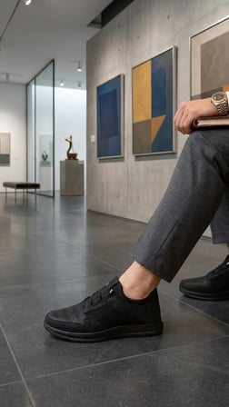 BEREN Erkek Siyah Hakiki Deri & Süet Detaylı Smart Casual Günlük Ayakkabı