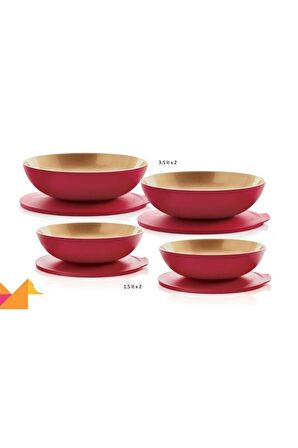 Tupperware Berrak Kırmızı Gold Orta Set