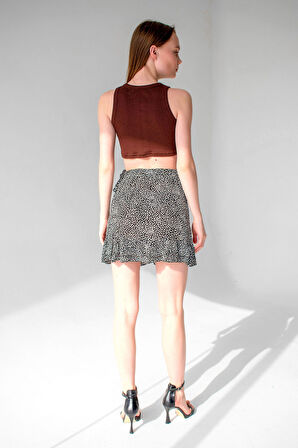 Fitilli Süper Crop Halter Yaka Örme Atlet