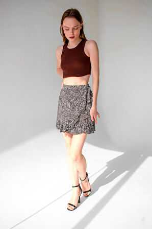 Fitilli Süper Crop Halter Yaka Örme Atlet