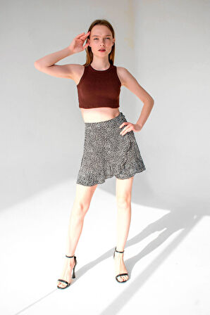 Fitilli Süper Crop Halter Yaka Örme Atlet