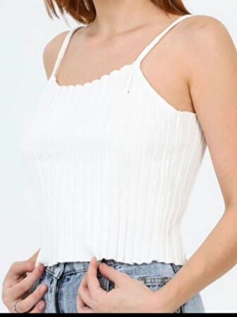 İp Askılı Fitilli Bluz