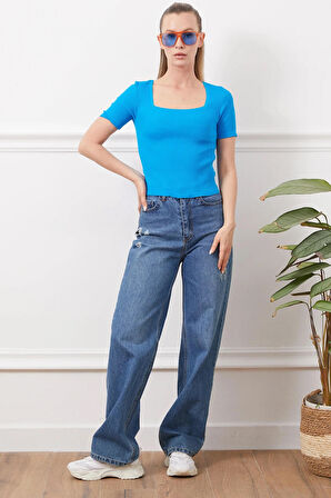 U Yaka Triko Yazlık Bluz