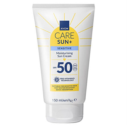 Avon Care Sun+ Sensitive Moisturising Hassas çiltler için Güneş Kremi SPF50 150ml
