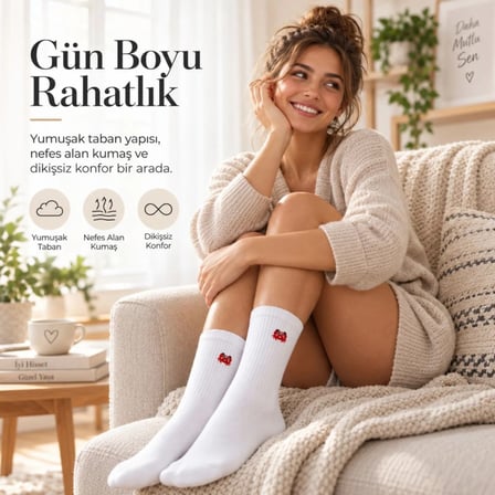 Unisex Çorap Beyaz Hayvan Nakışlı 3'lü Set Yengeç Yılan Kedi Desenli Uzun Soket Günlük Spor Çorabı