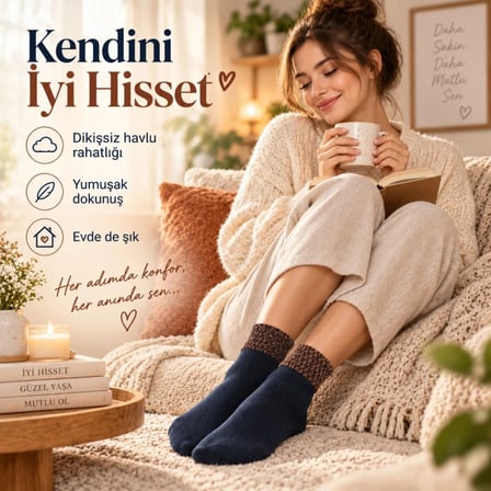 Kadın Simli 6'lı Bilek Patik Çorap | Dikişsiz Havlu Yapı, Yumuşak Konforlu Günlük Çorap
