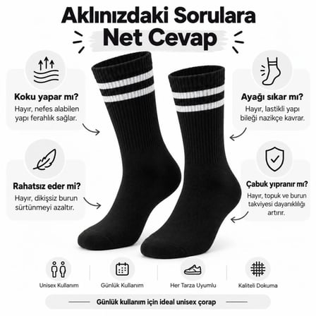 Unisex Siyah Çorap Beyaz Çizgili 9'lu Set Uzun Soket Günlük Spor Kolej Stil Rahat Kadın Erkek Çorabı