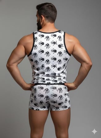 Erkek Desenli Tank Top Boxer Takım