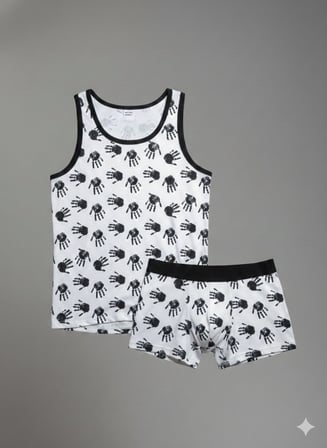 Erkek Desenli Tank Top Boxer Takım