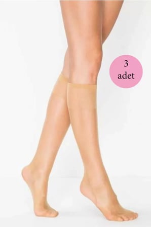 3 Adet Süper Ince 15 Den Mat Pantolon Çorabı Ten