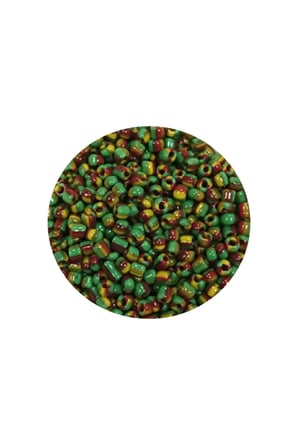 Dökme Cam Kum Boncuk (11/0) 2 mm - 60 Gram -  Yeşil Sarı Çizgili - BNC041
