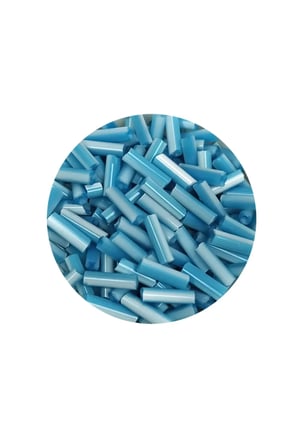 Uzun Boru Kesme Boncuk Çap 2mm Uzunluk 10 mm - 60 Gram - Açık Mavi Beyaz - BNC279