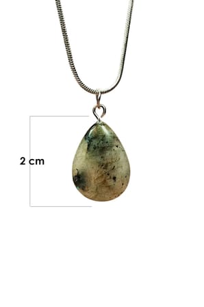 Labradorit Doğal Taşı Zincirli El Yapımı Kolye Uç: 2 cm Zincir: 20 cm Kutulu