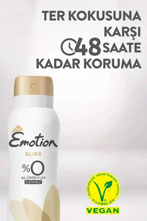 3 Adet Emotion Bliss Kadın Vegan Deodorant 150 Ml Hızlı Kurur , Leke Bırakmaz