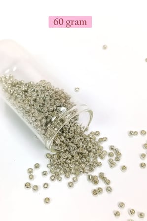 Dökme Cam Kum Boncuk (8/0) 3 mm - 60 Gram - Parlak Gümüş - BNC188