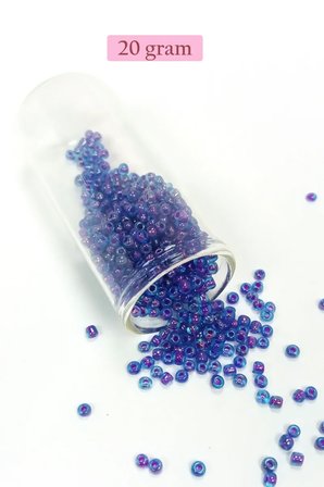 Dökme Cam Kum Boncuk (8/0) 3 mm - 20 Gram - Şeffaf Mavi - BNC149