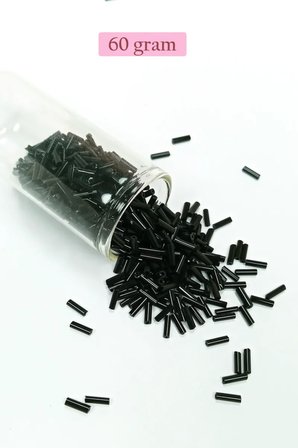 Uzun Boru Kesme Boncuk Çap 2mm Uzunluk 10 mm - 60 Gram - Siyah - BNC280