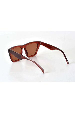 Kahverengi Şeffaf Çerçeveli Unisex Güneş Gözlüğü - Moda Gözlük