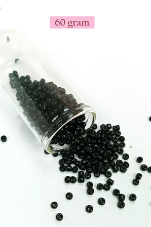 Dökme Cam Kum Boncuk (8/0) 3 mm - 60 Gram - Parlak Siyah - BNC211