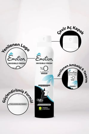 Emotion Invisible Fresh Black & White Kadın Deodorant 150ml Vegan, Leke Bırakmaz