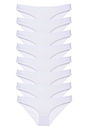8 adet Süper Eko Set Likralı Kadın Slip Külot Beyaz