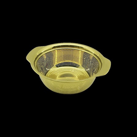 Paslanmaz Süzgeç 23 cm - Sepetli Gold Tutma Kulplu