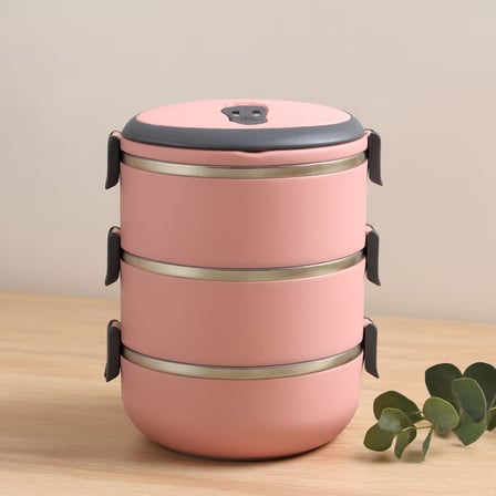 3'lü 1.8L Sefer Tası Saklama Kabı - Açık Pembe