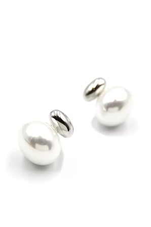 Oval İnci Küpe - Gümüş