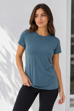 Kadın Basic Tişört Bisiklet Yaka Kısa Kol Günlük Yazlık Slim fit T-Shirt - Füme