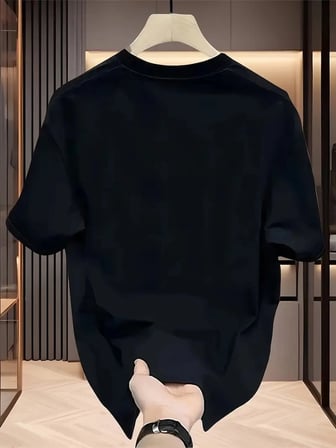 AICG Ön Arka Baskılı Bisiklet Yaka   Oversize Bisiklet Yaka T-shirt - Siyah