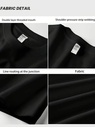 AICG Ön Arka Baskılı Bisiklet Yaka   Oversize Bisiklet Yaka T-shirt - Siyah