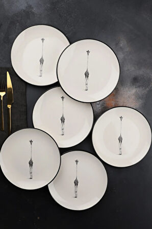 Giraffe Zürafa 6 Parça Seramik 21 cm Pasta Tabağı